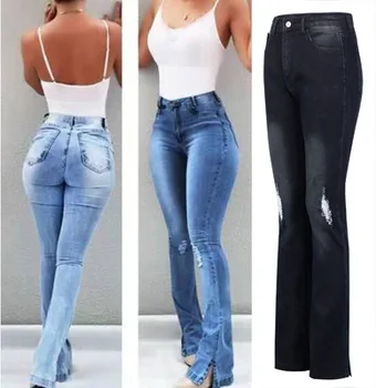 

Jeans Sexy Slim Fit Slimming with Holes Bell-bottom Pants Trousers