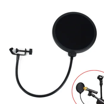 

1pc Black Double Layer Studio Microphone Mic Filter Flexible Wind Screen Filter Microphone Accessories for Speaking Recording