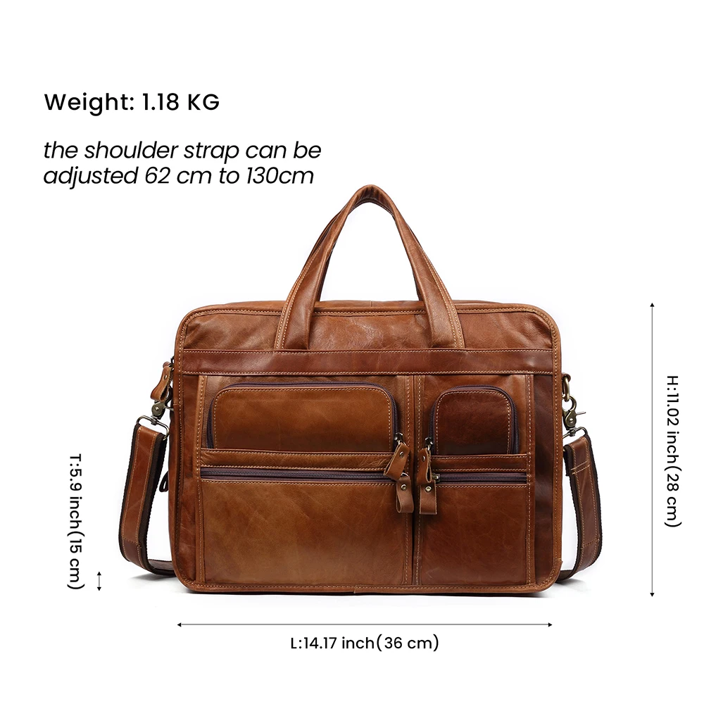 JOYIR Genuine Leather Men&lsquo;s Briefcase Laptop Casual Business Tote Bags Shoulder Crossbody Bag Men's Handbags Large Travel Bag leather briefcase