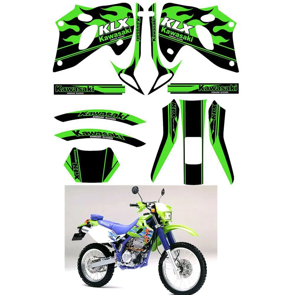 

For KAWASAKI KLX250ES 1993 1994 1995 1996 1997 Customized Number Graphics Backgrounds Stickers Kit Decal