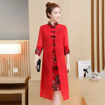 

2020 chinese dress traditional cheongsam women chiffon dress tang suit wedding half sleeve qipao dresses chinese clothing