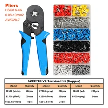 

Tube Terminal Box Kit Crimping Pliers E0508~E10-12 Insutated Cord End Electric Wire Cable Connector Ferrules 28-7AWG 0.08-10mm2