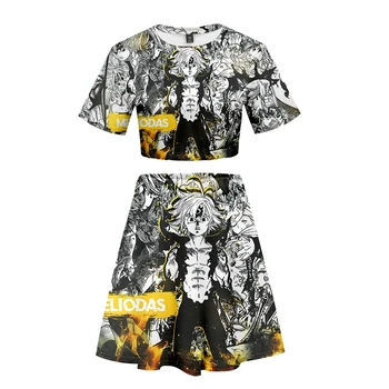 

The Seven Deadly Sins two piece set Summer Spring Sports Girls Short Sleeve Skirt Set Leisure Print Novelty Top Luxury Harajuku