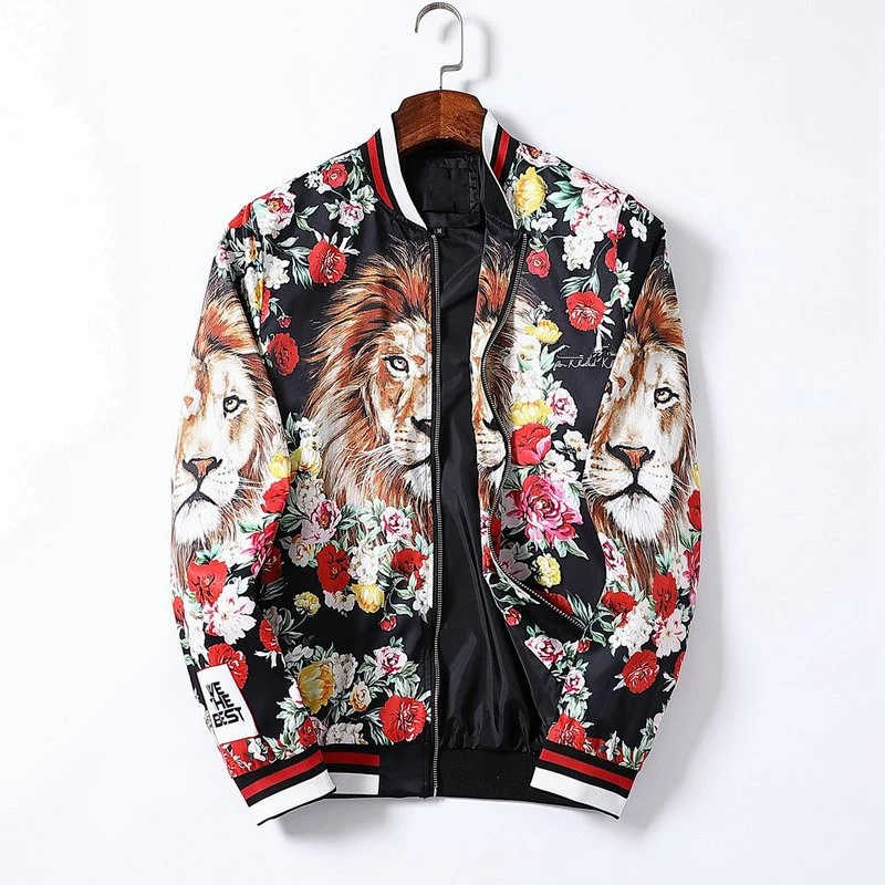 Chaqueta Bomber Floral para hombre, abrigo cortavientos informal de León, ajustado, a la moda, novedad de y otoño _ - AliExpress Mobile