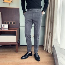 Высокое качество, британский стиль, мужские брюки, подходят ко всему, модный клетчатый костюм, брюки для мужчин, деловая официальная одежда, брюки для мужчин, черный/серый