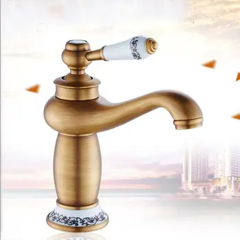 

Basin Faucet Retro Solid Brass Sink Faucet Art Basin Tap Single Handle Cold And Hot Water Mixer Tap Bathroom Accessories