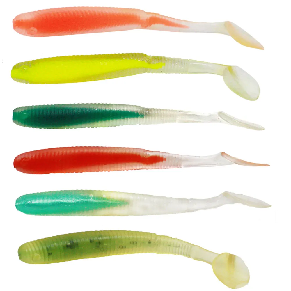 Shad Worm Lure Soft Plastic Minnow X6 Paddle Tail Grub 7cm