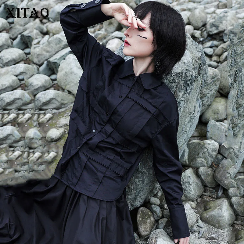 XITAO Black Blouse Fashion New Women Single Breast