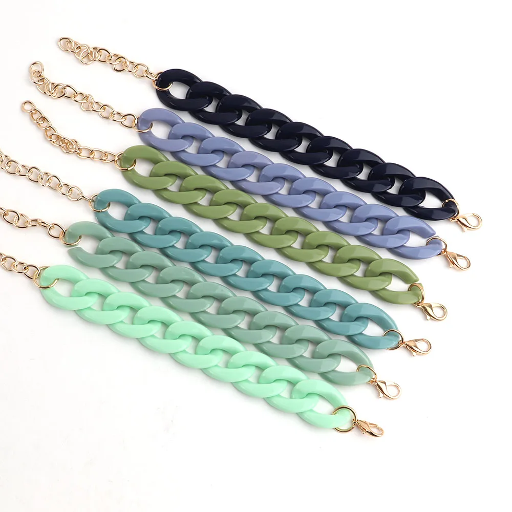 FishSheep Colorful Acrylic Thick Chain Bracelets For Men Women Bohemian Multi color Resin Chain Bracelets & Bangles 2021 Jewelry