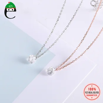 

ElfoPlataSi 925 Sterling Silver OL Cute Geometric Round Choker Pendant Necklace For Women Engagement Silver 925 Jewelry Gift