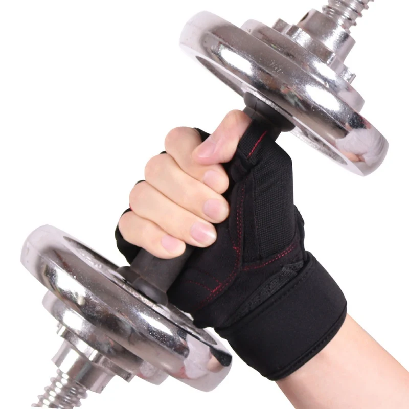 Противоударные нескользящие перчатки для занятий тяжелой атлетикой для тренажерного зала гантели для фитнеса дышащие спортивные тренировочные перчатки на полпальца