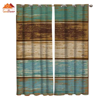 

Wood Texture Window Curtains Living Room Outdoor Fabric Drapes Curtain Home Decor