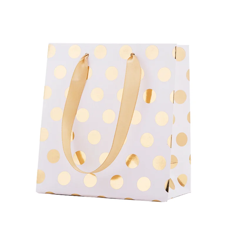 

4pcs golden dot Paper bags Gift Jewelry Party Bag Food Carrier Bags foil luxurious gold Silver polka dot wedding baby shower