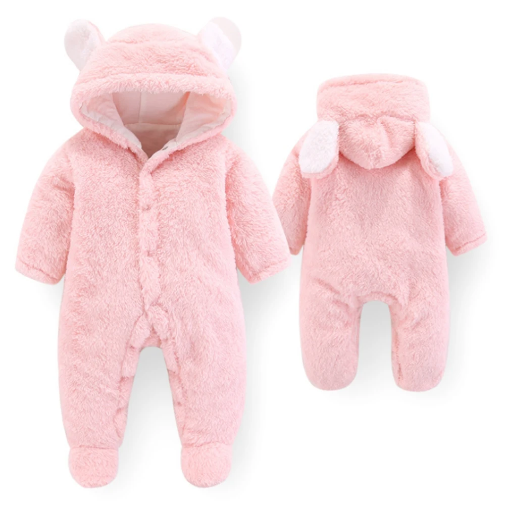LOOZYKIT/Зимний комбинезон для новорожденных; детская одежда с капюшоном и рисунком; хлопковый теплый комбинезон для маленьких девочек; одежда для маленьких мальчиков