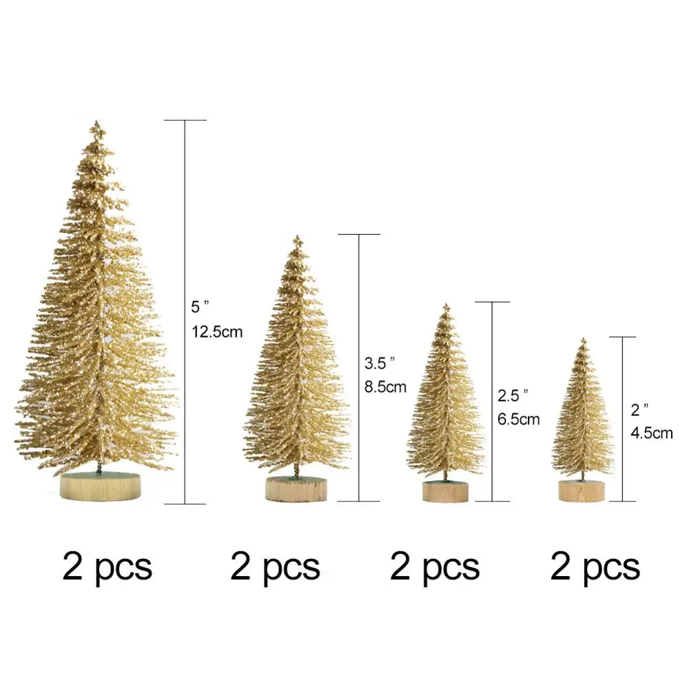 8Pcs Gold Tree OurWarm 60 см DIY искусственная Рождественская елка, помещенная на рабочий стол, маленькая сосновая елка, Рождественское украшение для дома, подарок на год - Цвет: 8Pcs Gold Tree