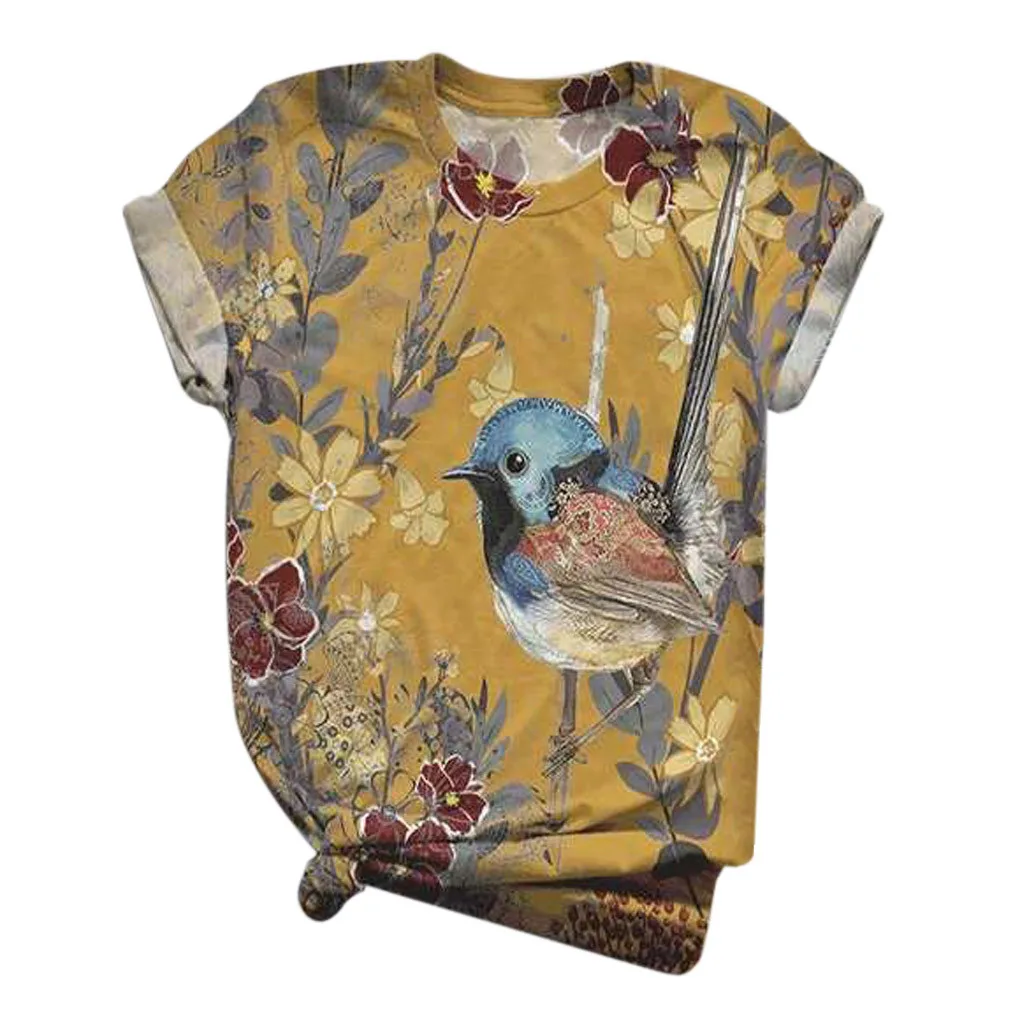 Plus Size Vintage Shirts Women Tshirts Short Sleeve 3D Animal Printed O-Neck Tops Tee T-Shirt Blusas mujer camisetas