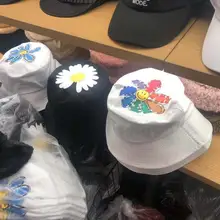 01912-fu54 весна корейский стиль улыбающееся лицо Хризантема ведро кепки для мужчин женщин шляпа для отдыха