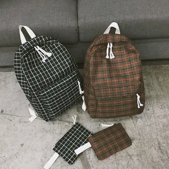 

2019 Fashion Women Backpack Teenage Girl SchoolBag New Travel Bag Plaid Style Shoulder Bag For Female Bagpack Rucksack Knapsack