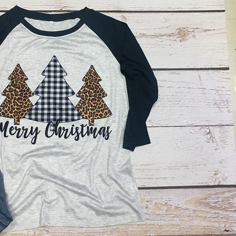 Merry christmas trees рубашка женская с принтом праздничные футболки с длинными рукавами женская футболка с принтом больших размеров 90s Графический Топ на День Благодарения