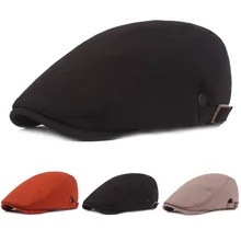 Мужские однотонные Newsboy Hat хлопок гольф-берет шапки для вождения на открытом воздухе плоские шляпы
