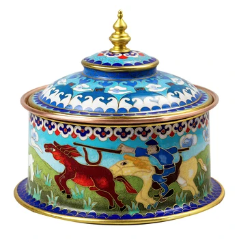 

Cloisonne enamel small hot pot induction cooker meal brass fat beef chaffy dish stewpot pure red copper Mongolia chafingdish