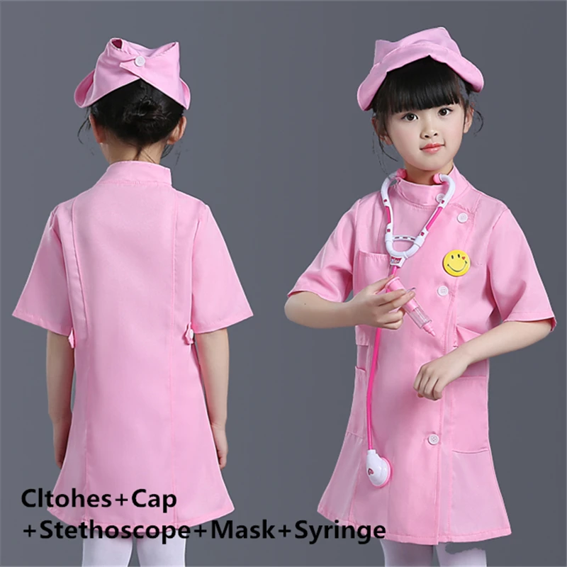 Cltohes Cap with toy 12 видов стилей, костюм доктора, костюм медсестры для малышей, медицинская куртка+ шапочка+ игрушка, детская одежда для выступлений, униформа медсестры для девочек ростом от 100 до 170 см - Цвет: Cltohes Cap with toy