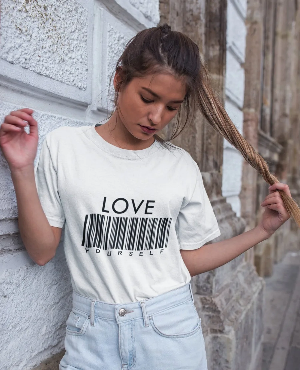 

T-shirt Woman Summer Graphic Bar Code Funny Unisex Grunge Aesthetic Tumblr Hipster Cool Girl Style Goth Tees Tops
