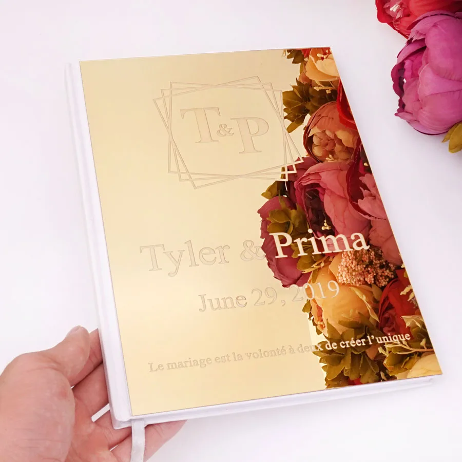 Custom Check in Books Personalized White Blank Sheet Signature Wedding Guest Book Party Decor Bride Favors