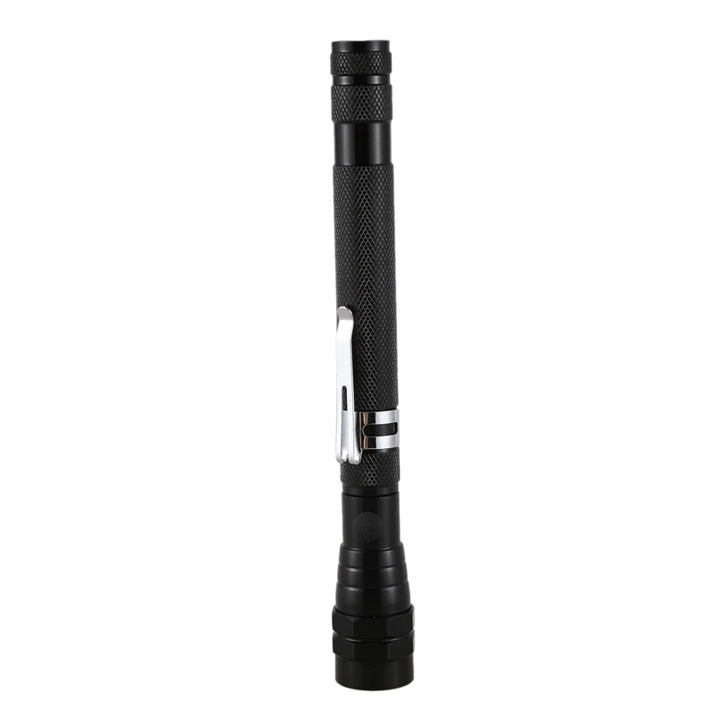 

Portable Flashlight Flexible Head Flashlight Torch with a Magnet Telescopic Flexible 3 LED Lamp Pick Up Tool Lamp Light (Black)