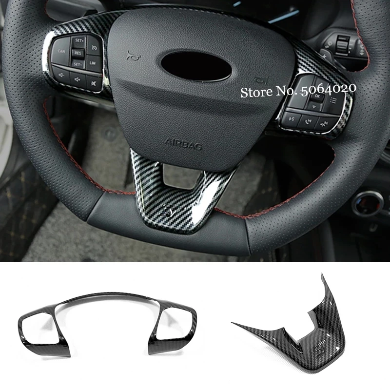 

For Ford Fiesta MK8 2017-2020 Accessories ABS Carbon fiber/Matte ST Car steering wheel trim control button frame cover Styling