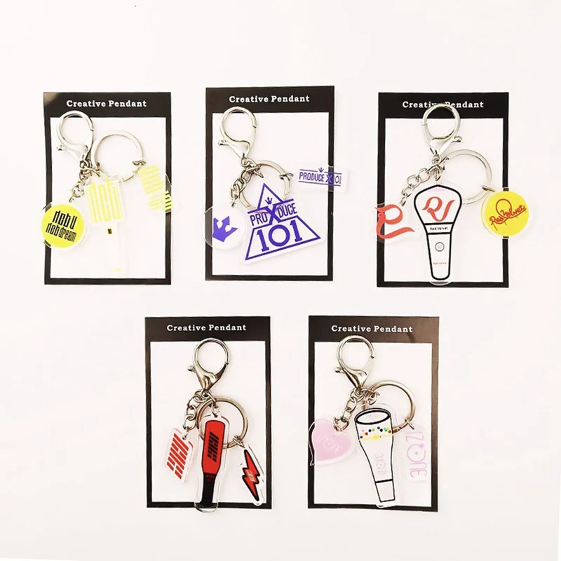 

KPOP NCT IZONE Red Velvet IKON Produce 101 X ONE Keychains Key Chains Chain Ring Keyring Pendant Fans Gilfs Wholesale New