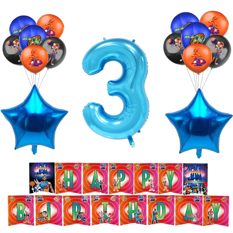 

Space Jam Latex Aluminum Film Balloon Birthday Party Supplies Party Foil Balloons Baby shower Decor cumpleaños decoracion