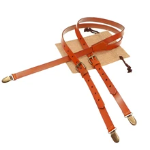 1,7 см настоящий Ретро ремень из воловьей кожи коричневого цвета, женский и мужской пояс для подтяжек, регулируемая бронзовая Пряжка, подтяжки для жениха, y-образная подарочная сумка