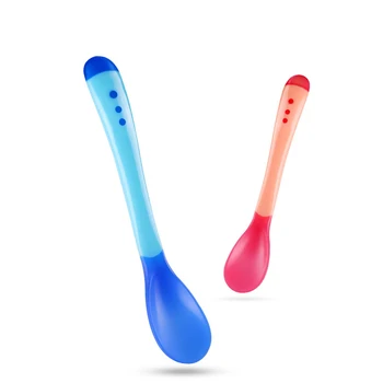 

3 Colors Temperature Sensing Spoon for Kids Boys Girls Silicone Spoon Feeding Baby Spoons Toddler Flatware Drop Shipping