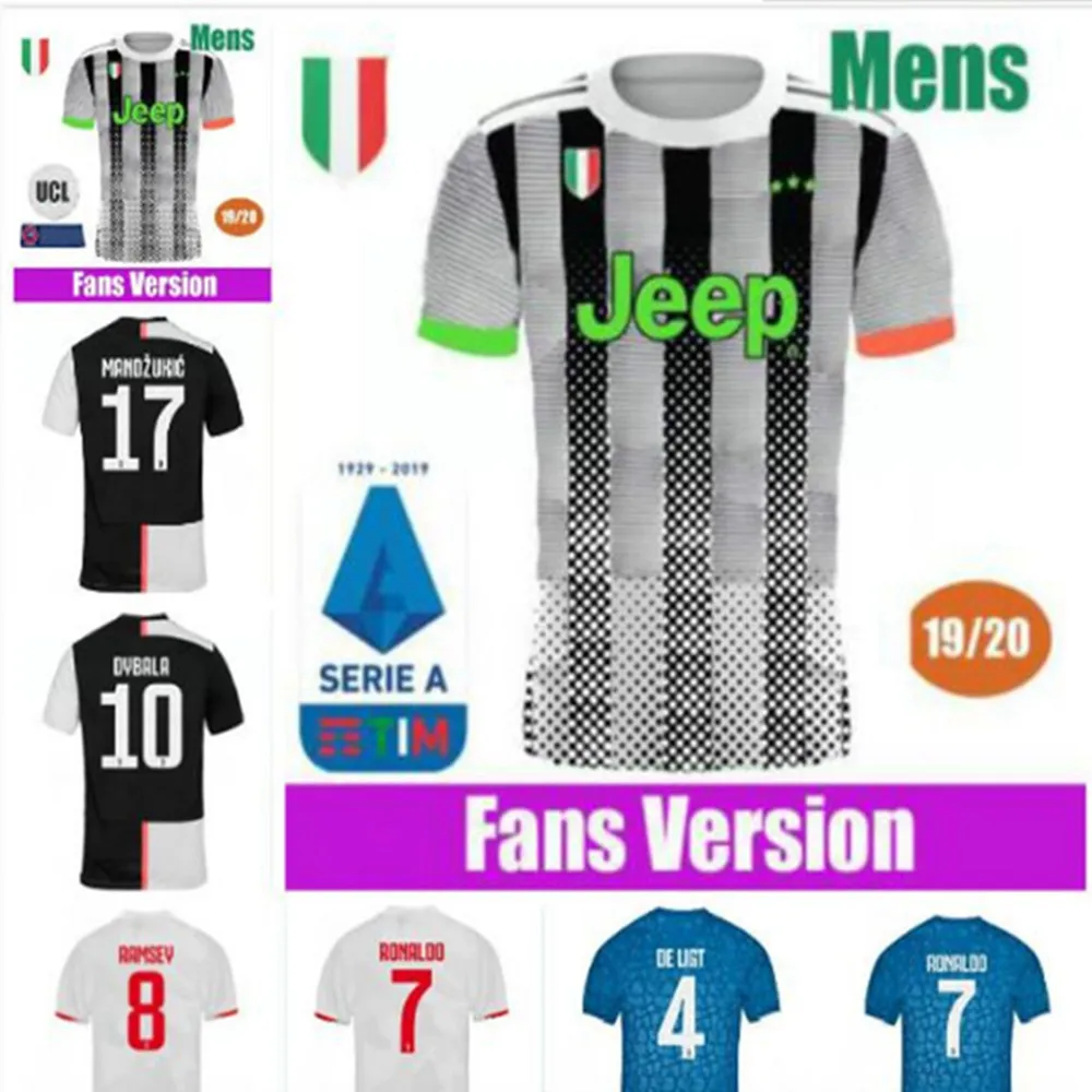 Новинка 19/20 juve Футбольная Футболка BUFFON Dybala DE LIGT Ramsey Emre Can Ronaldo Mandzukic Kean Футбольная Футболка для взрослых майки