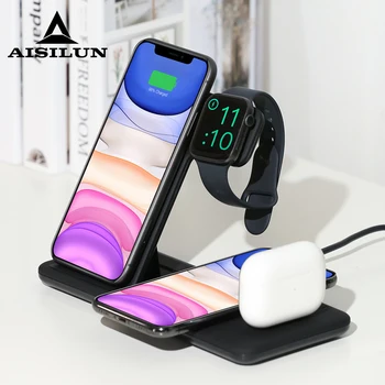

4 IN 1 Wireless Charger Stand For iPhone 11 XR XS X Charger Dock Station For Watch 5 4 for Airpods Pro 15W QI Wireless charger