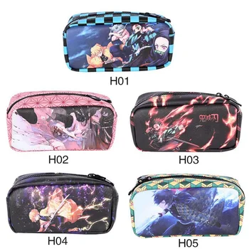 

Anime Demon Slayer: Kimetsu No Yaiba Pencil Case Make Up Cosmetic Bag Cartoon Student Multi-function Flip Stationery Bag Gift