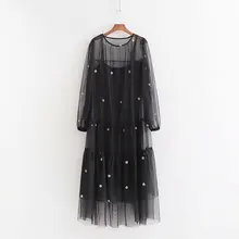 XD65-2561 Европейская и американская мода шторм Тюль двухсекционное платье