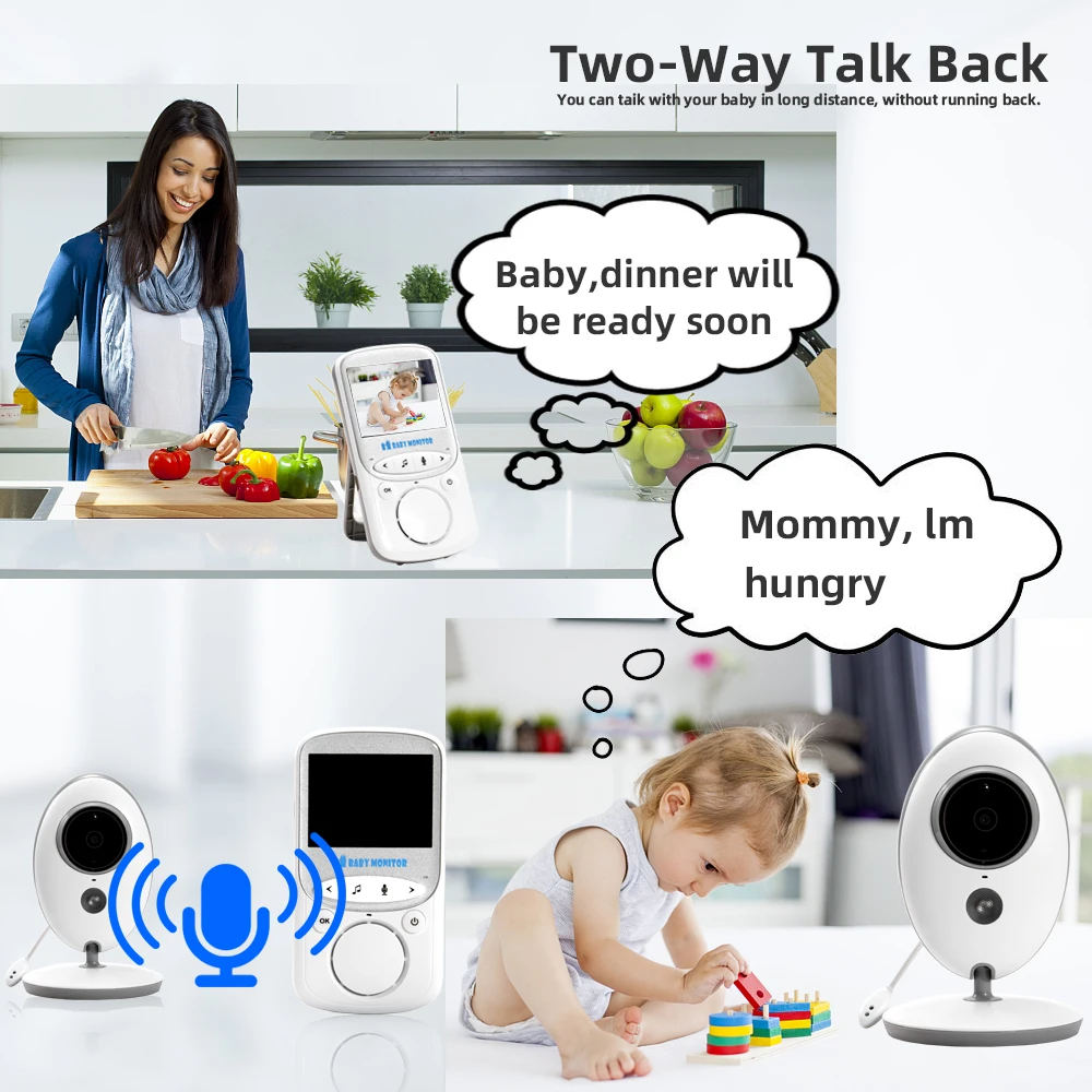 Детская камера Интерком рация Видео Радио няня аудио VB605 музыка ИК портативная