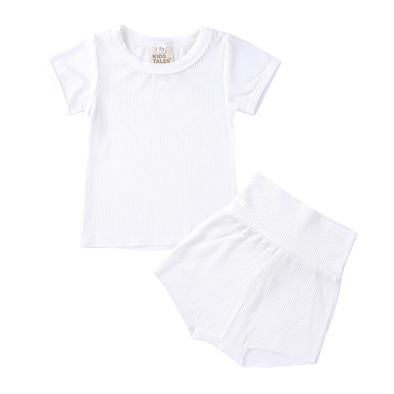 Baby Boy Girl Summer Clothes Set Short Sleeve T-shirt+Shorts 2pcs Newborn Outfits Kids Toddler Pajamas Knitted Infant Tracksuits Baby Clothing Set expensive