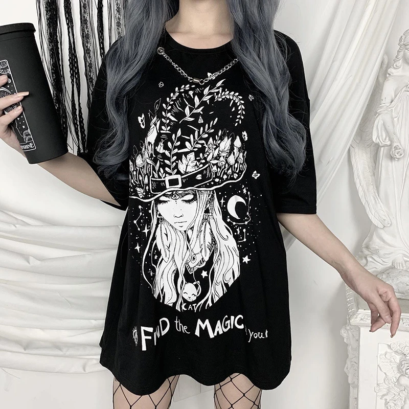 Camisetas para chicas, camisas gótica para adolescentes, jerséis de impresión de dibujos animados, camisas de estilo Punk de Anime a la moda, ropa para -