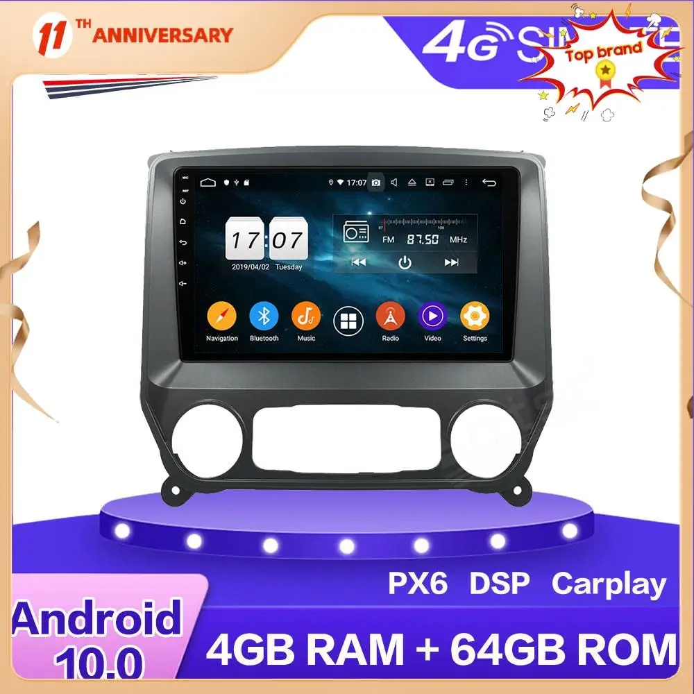 

Aotsr PX6 Android 10 4+64GB Car Radio Player Auto GPS Navigation Multimedia For GMC Sierra 2014 - 2019 Carplay DSP 4G LTE SIM