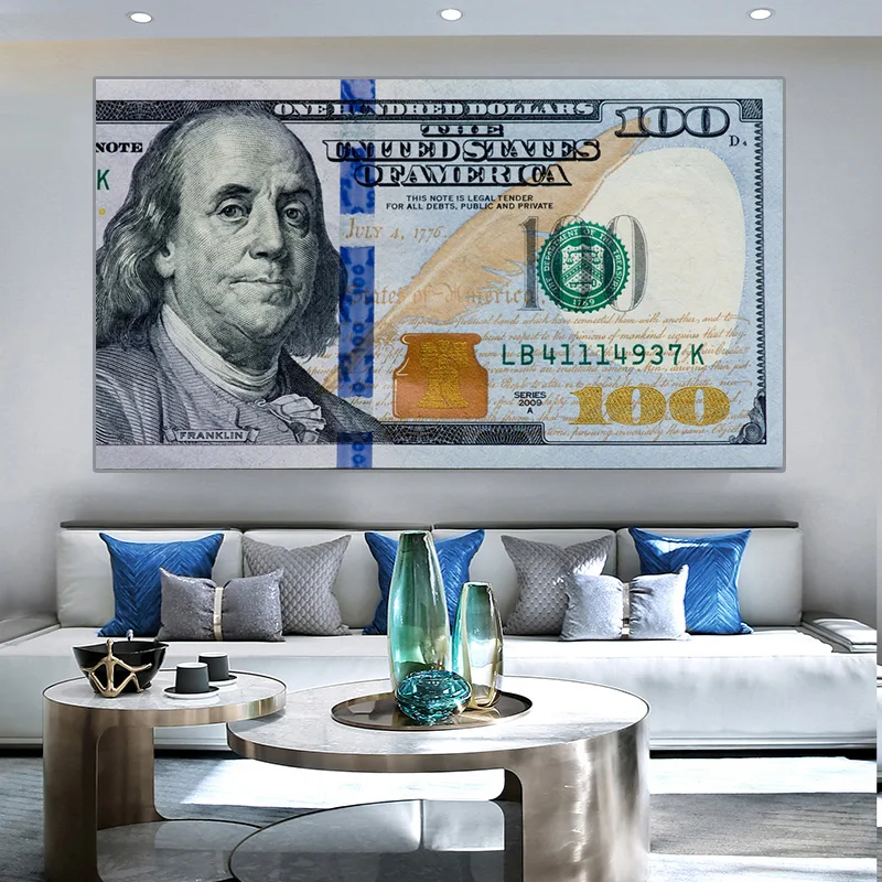 

Dollar Inspirational Canvas Art Posters And Prints Silver Money Canvas Paintings On the Wall Art Picture Living Room Home Decor