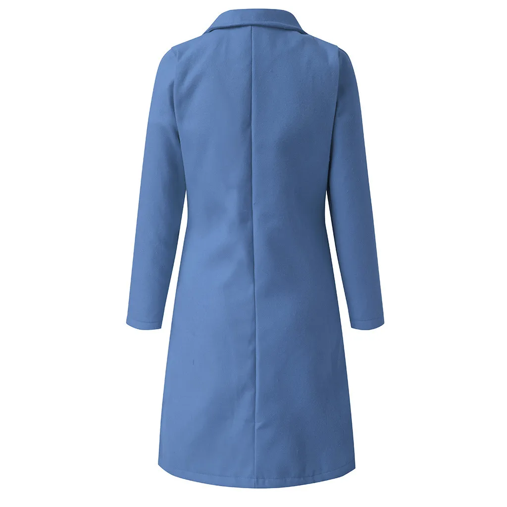Осенне-зимние женские пальто, женская повседневная куртка на пуговицах, элегантная офисная модная женская кофта с длинным рукавом, пальто