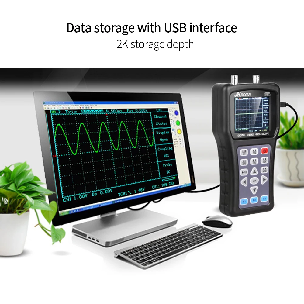 200MSa/s 1CH Ручной цифровой осциллограф комплект с USB зарядным устройством