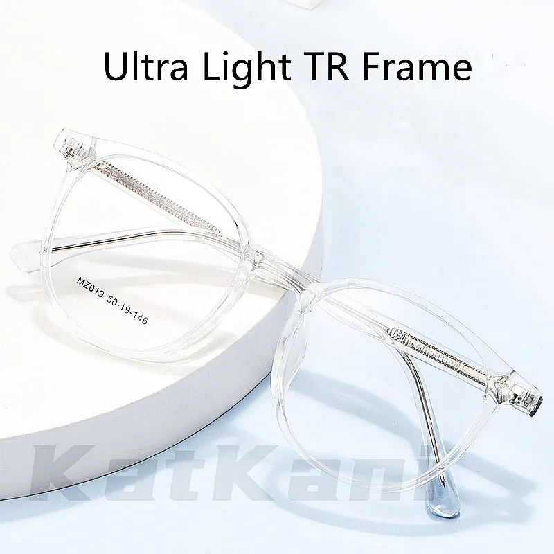 

KatKani Retro Round Transparent Plate Eyeglasses Frame Men and Women Ultra Light Large Optical Prescription Glasses Frame mz019