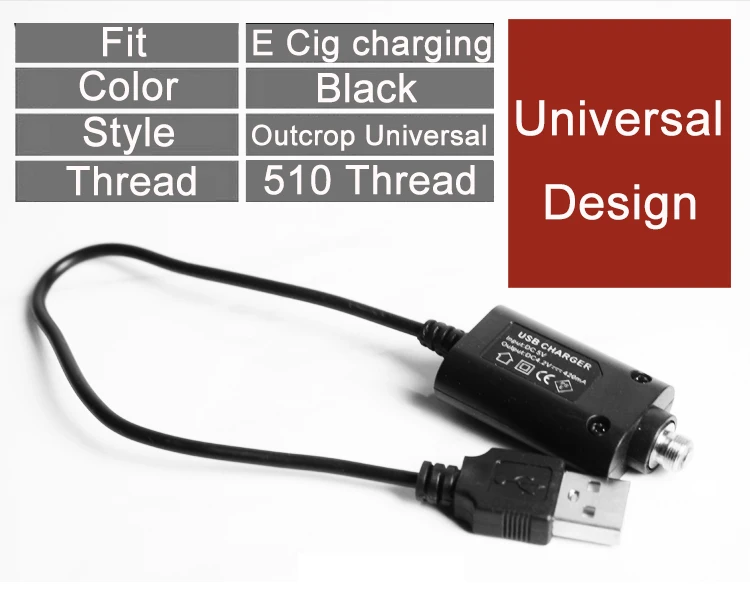 Эго USB Зарядное устройство электронные сигареты eGo резьбы usb адаптер зарядный кабель для передачи данных для электронные сигареты eGo EVOD Батарея Vape Наборы