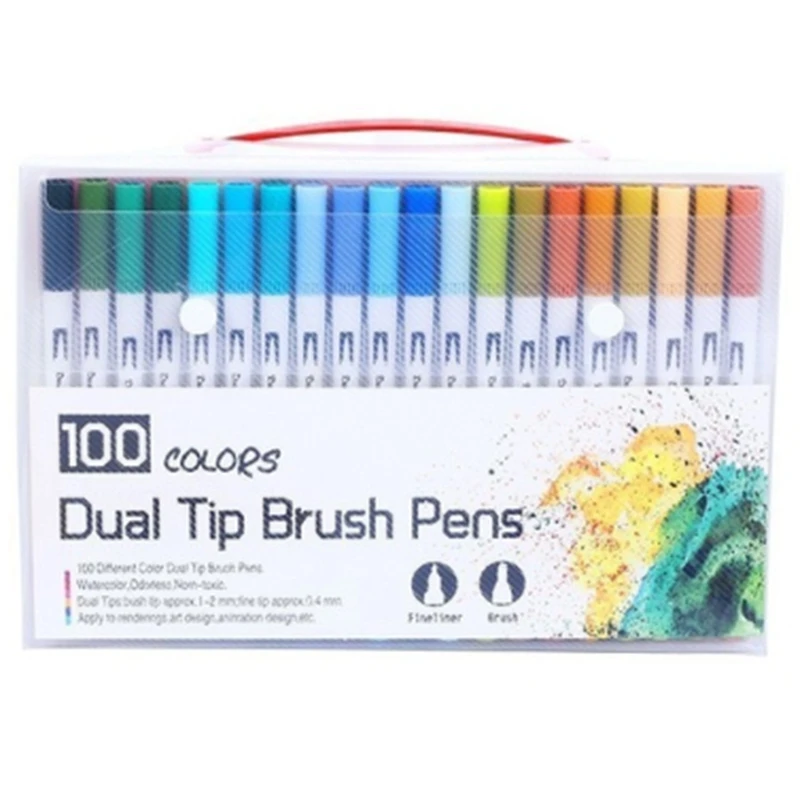 

100 Pcs Color Drawing Pen Painting Watercolor Art Marker Pen Color Hook Line Pen Double Head Marker Pen Tip Pen Brush School Art