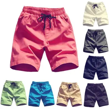 

Plus Size Summer Sports Men Solid Color Drawstring Shorts Fitness Fifth Pants Sports Men Drawstring Shorts Fitness Fifth Pants