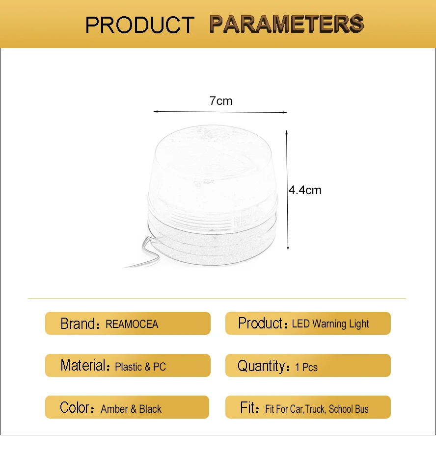 Reamocea Universal Strobe Signal Warning Waterproof DC12V Indicator light LED Amber Light Security Alarm Police Emergency Lamp  (14)